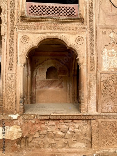 Alwar, Rajasthan 21 Jun 2022: Indian Deccan historical building designs and its floral and geometrical patterns.and nature