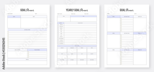 Goal Planner Layout Design Template. Yearly Goal Planner Design. Organizer & Schedule Planner. Business Planner Design. Planner Bundle Set.
