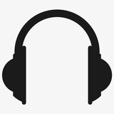 black headphones icon on white background