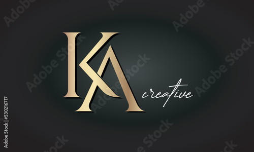 KA letters luxury jewellery fashion brand monogram, creative premium stylish golden logo icon photo