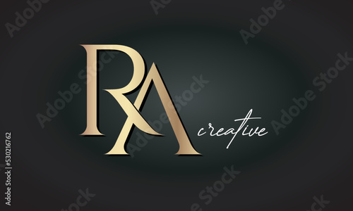 RA letters luxury jewellery fashion brand monogram, creative premium stylish golden logo icon