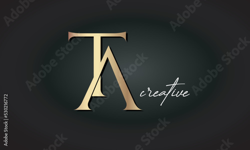TA letters luxury jewellery fashion brand monogram, creative premium stylish golden logo icon photo