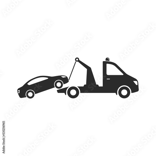 Tow truck, Car towing vector isolated icon on white background