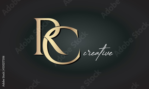 RC letters luxury jewellery fashion brand monogram, creative premium stylish golden logo icon