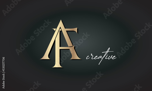 AF letters luxury jewellery fashion brand monogram, creative premium stylish golden logo icon