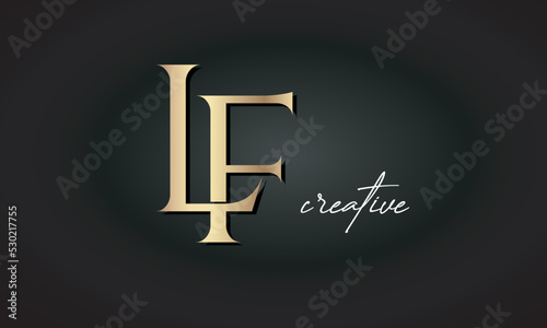LF letters luxury jewellery fashion brand monogram, creative premium stylish modern golden logo icon