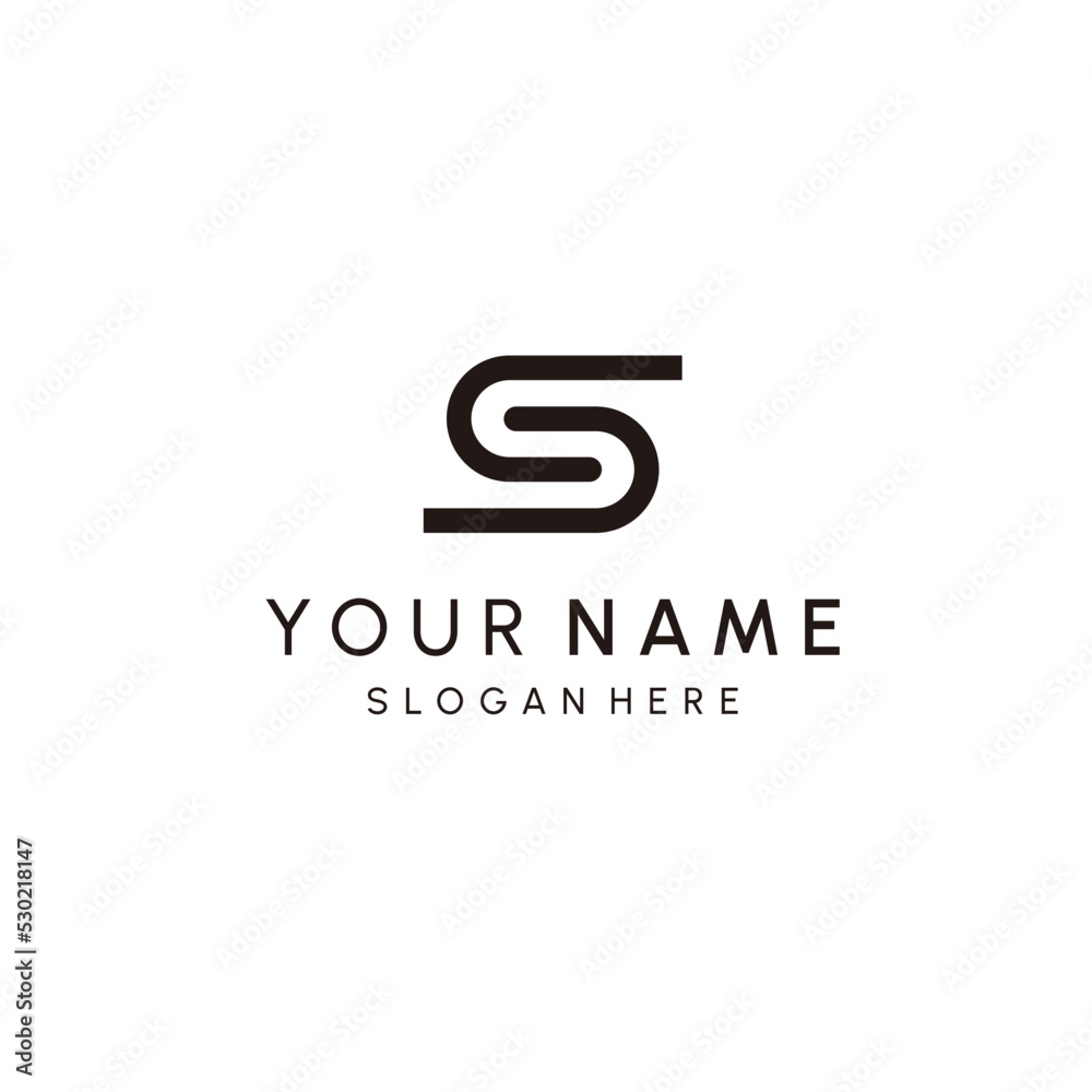 Letter S logo. Typographic S icon isolated on dark background. S decorative lines lettering sign. Uppercase alphabet initial. Modern, elegant, luxury style character shape for company branding.