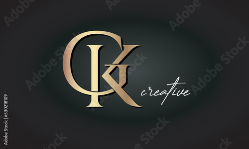 GK letters luxury jewellery fashion brand monogram, creative premium stylish modern golden logo icon