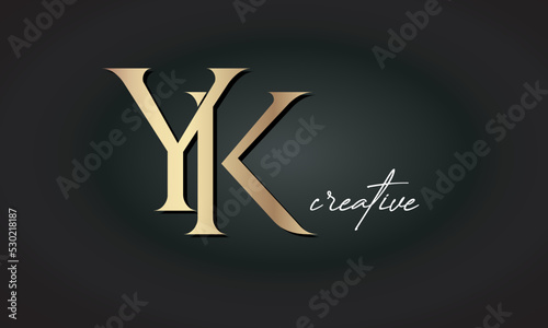 YK letters luxury jewellery fashion brand monogram, creative premium stylish golden logo icon photo