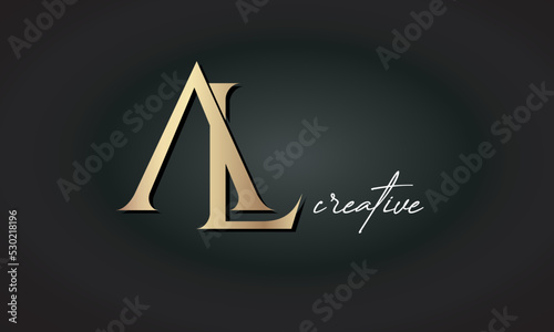 AL letters luxury jewellery fashion brand monogram, creative premium stylish golden logo icon