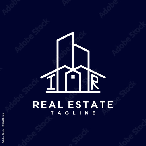 Initial IR  homes modern building company logo vector