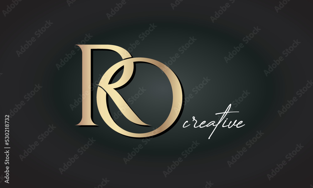 RO letters luxury jewellery fashion brand monogram, creative premium stylish golden logo icon - obrazy, fototapety, plakaty 