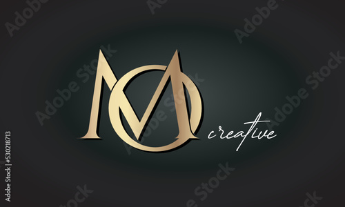 MO letters luxury jewellery fashion brand monogram, creative premium stylish golden logo icon photo