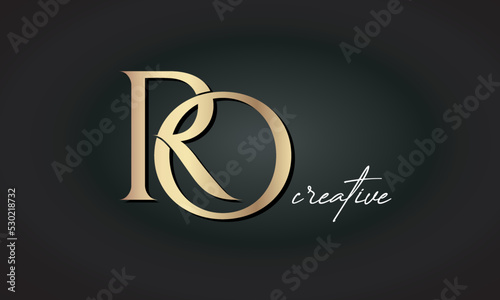 RO letters luxury jewellery fashion brand monogram, creative premium stylish golden logo icon photo