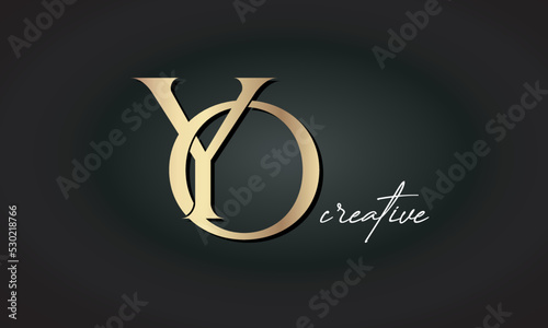 YO letters luxury jewellery fashion brand monogram, creative premium stylish golden logo icon