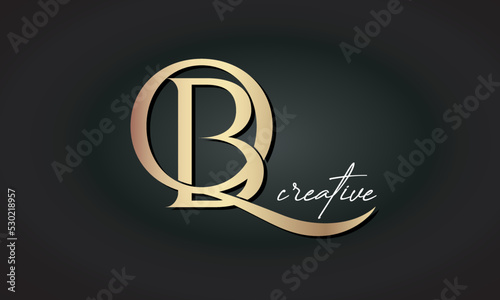 QB letters luxury jewellery fashion brand monogram, creative premium stylish golden logo icon