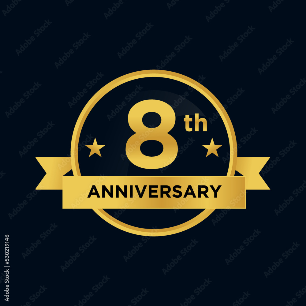 Naklejka premium gold color 8th anniversary logo