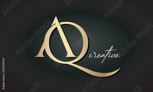 AQ letters luxury jewellery fashion brand monogram, creative premium stylish golden logo icon