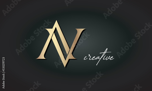 AV letters luxury jewellery fashion brand monogram, creative premium stylish golden logo icon photo