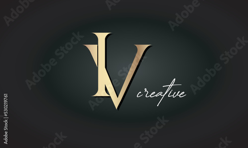 IV letters luxury jewellery fashion brand monogram, creative premium stylish golden logo icon