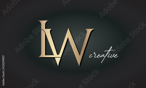 LW letters luxury jewellery fashion brand monogram, creative premium stylish golden logo icon photo