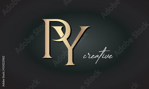 PY letters luxury jewellery fashion brand monogram, creative premium stylish golden logo icon photo