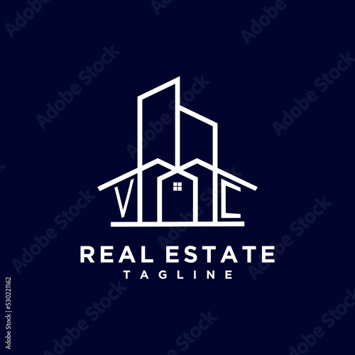 Initial VC  homes modern building company logo vector