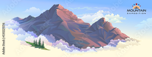 Beautiful mountains above the clouds.