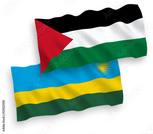 Flags of Republic of Rwanda and Palestine on a white background