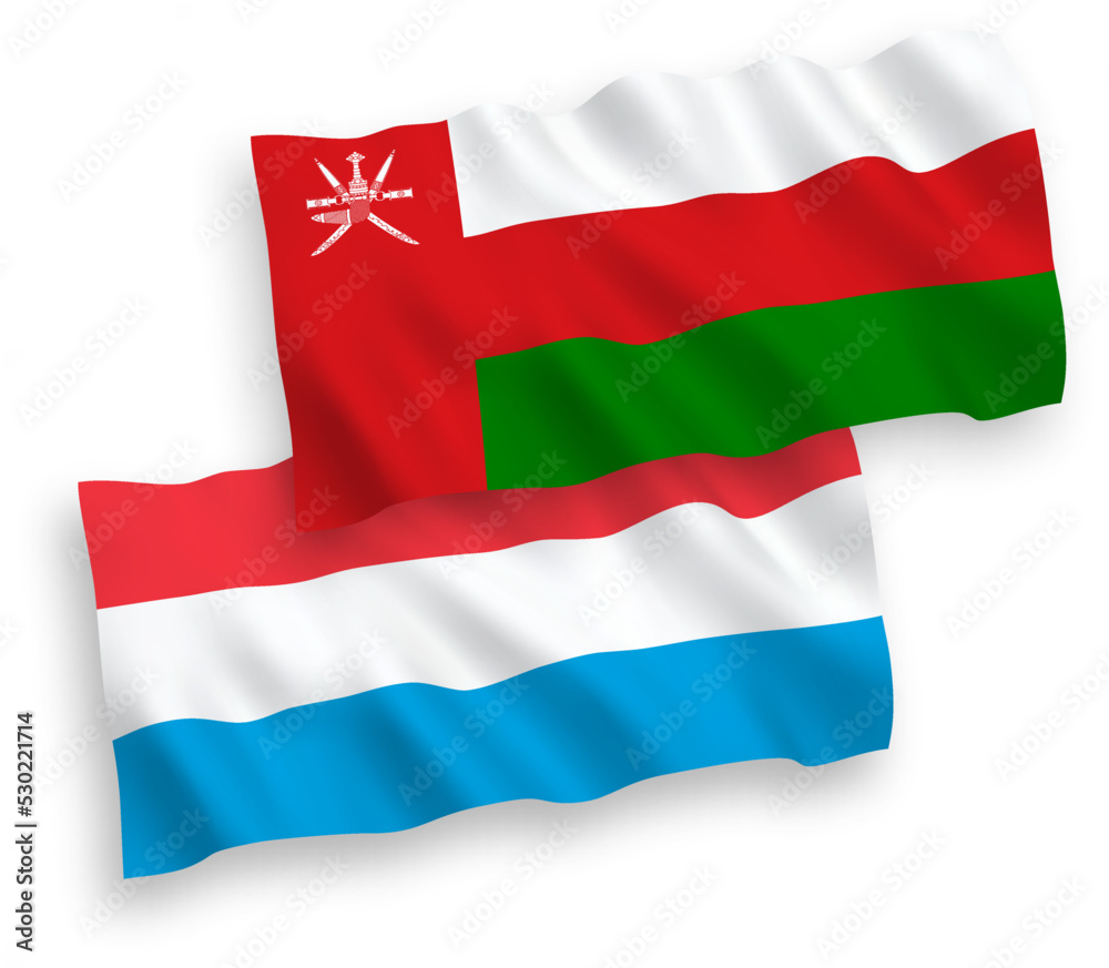 Flags of Sultanate of Oman and Luxembourg on a white background Flags of Sultanate of Oman and Luxembourg on a white background