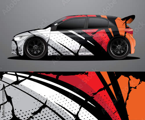 Rally car decal graphic wrap vector, abstract background