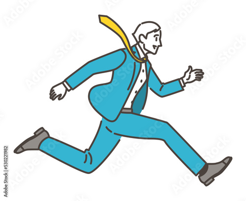 Full body vector illustration of a jumping male businessperson seen from the side