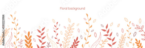 Floral background - Illustrations - Line drawings - Orange and brown