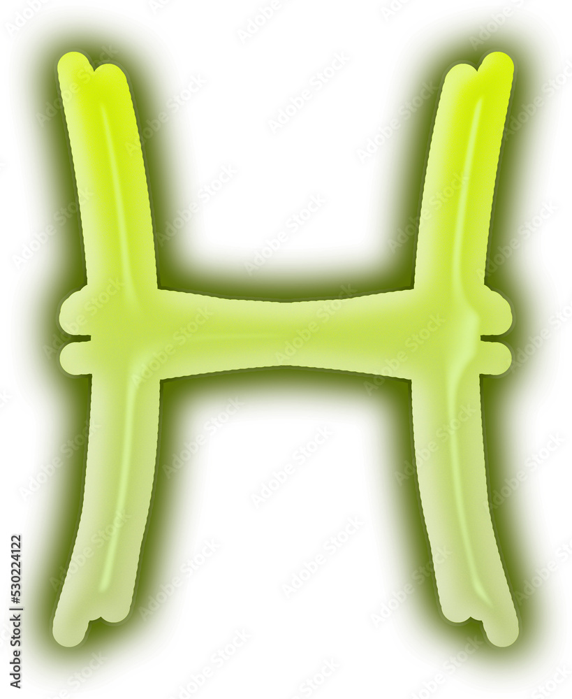 Obraz premium Green H Letter in Neon Style