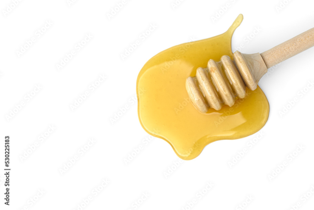 Honey with honey dipper isolated on white background. Honey with honey dipper isolated on white background.