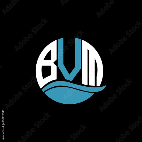 BVM logo monogram isolated on circle element design template, BVM letter logo design on black background. BVM creative initials letter logo concept. BVM letter design.
