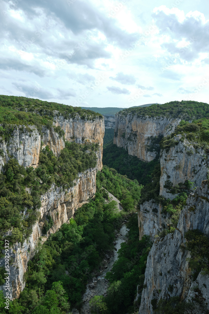 Foz de Arbayún, a huge limestone canyon eroded by the Salazar river. Navarra, Spain