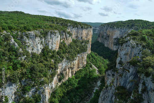 Foz de Arbayún, a huge limestone canyon eroded by the Salazar river. Navarra, Spain