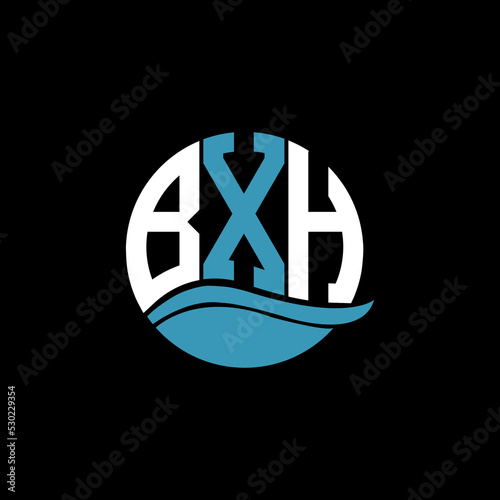 BXH logo monogram isolated on circle element design template, BXH letter logo design on black background. BXH creative initials letter logo concept. BXH letter design.
 photo