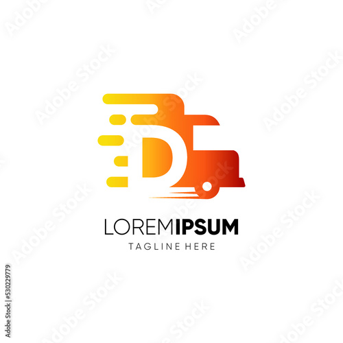 Letter D Truck Logo Design Vector Icon Graphic Emblem Illustration