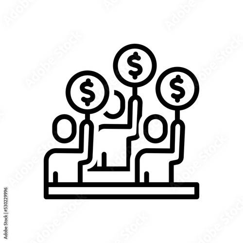 Black line icon for bidding
