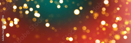 Christmas gradient abstract Banner with Smooth Blurred red green colors and shining bokeh lights