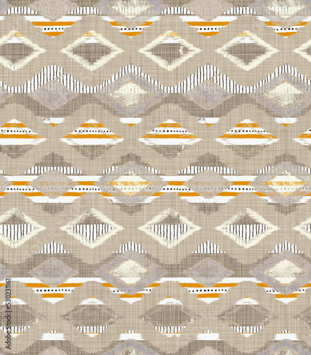 Artistic traditional motifs, stripe, textured check Earth Tones nature pastel coloured boho Pattern seamless Dyed Print design. Abstract Ethnic Geo Batik runner carpet, rug, scarf, curtain,