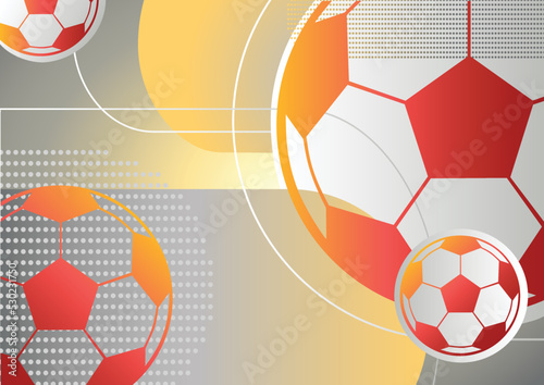 Sporty bright background with soccer balls and gradient colors. Vector illustration