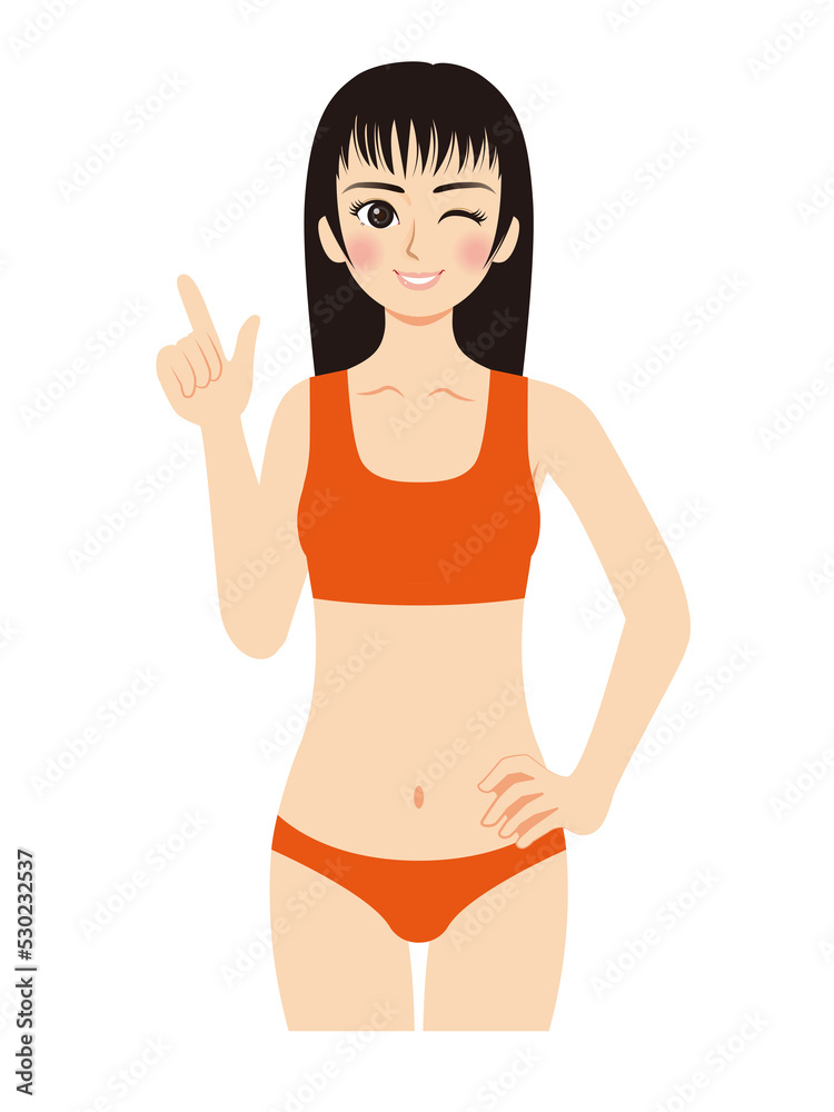 女性エステイラスト 水着黒髪女性 上半身ポーズ 女性エステイラスト 水着黒髪女性 上半身ポーズ