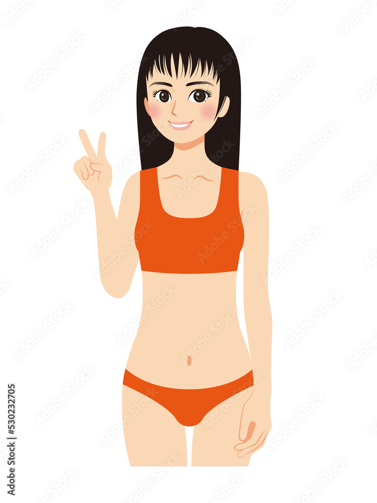 女性エステイラスト 水着黒髪女性 上半身ポーズ 女性エステイラスト 水着黒髪女性 上半身ポーズ