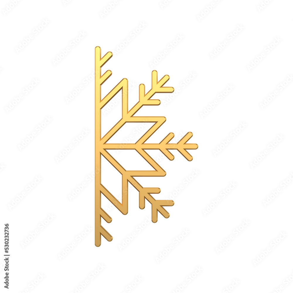 Christmas golden half snowflake. Realistic decoration of new year abstract interior Christmas golden half snowflake. Realistic decoration of new year abstract interior