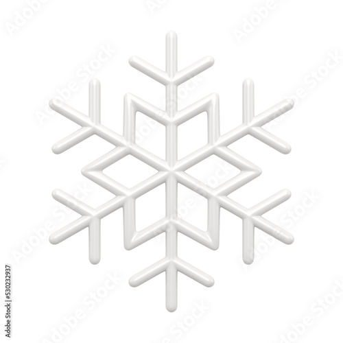 Christmas tracery white snowflake 3d. Festive interior element with glitter