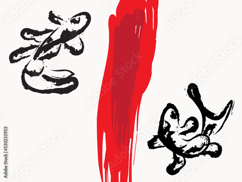 abstract brush golden fish japanese style vector background illustration .japanese grunge background 