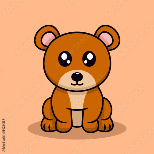 Vector illustration of cute bear and chibi animal